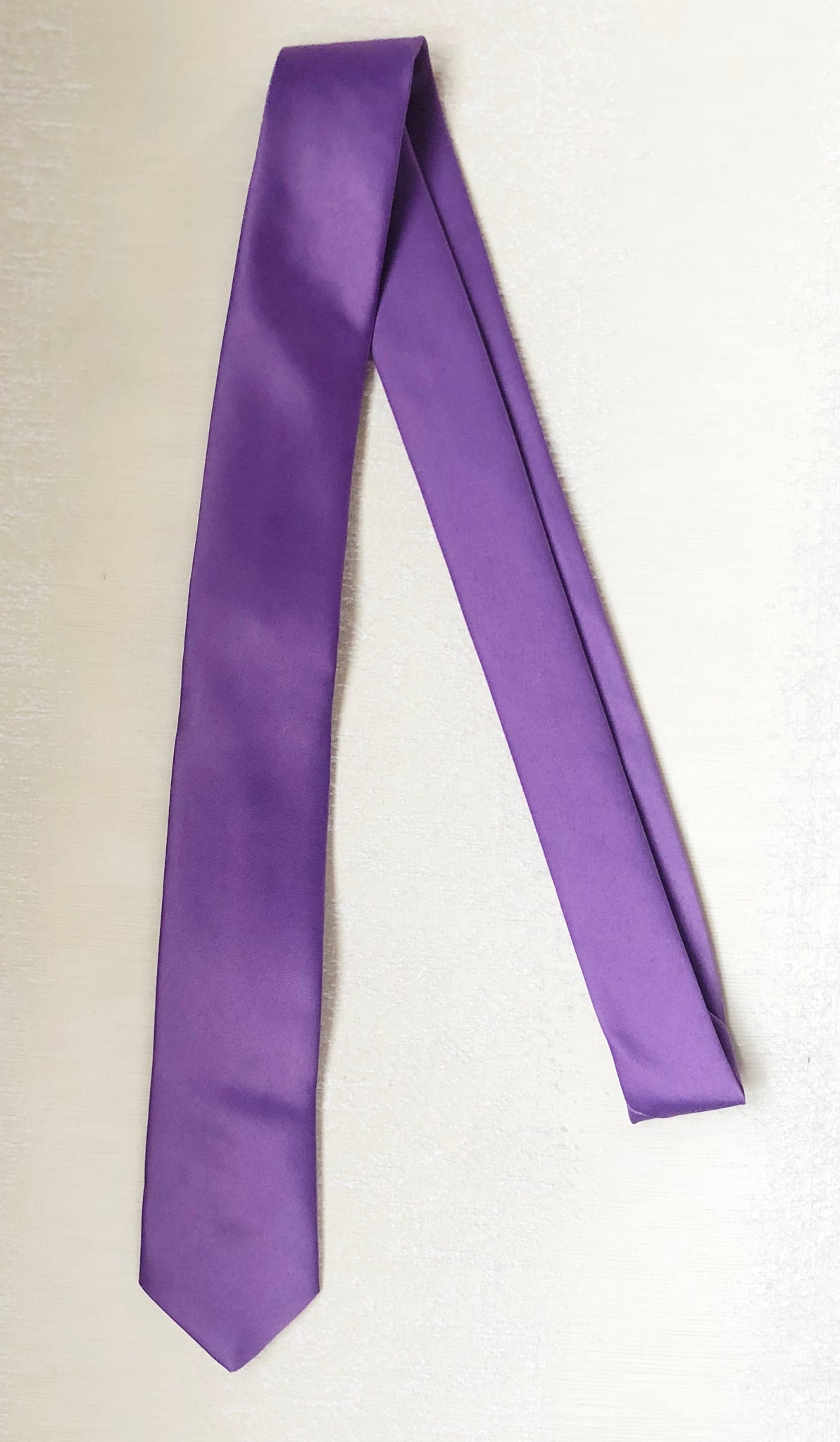 Purple Satin Silk Skinny Tie