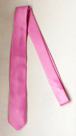 Bubble Gum Pink Satin Silk Skinny Tie