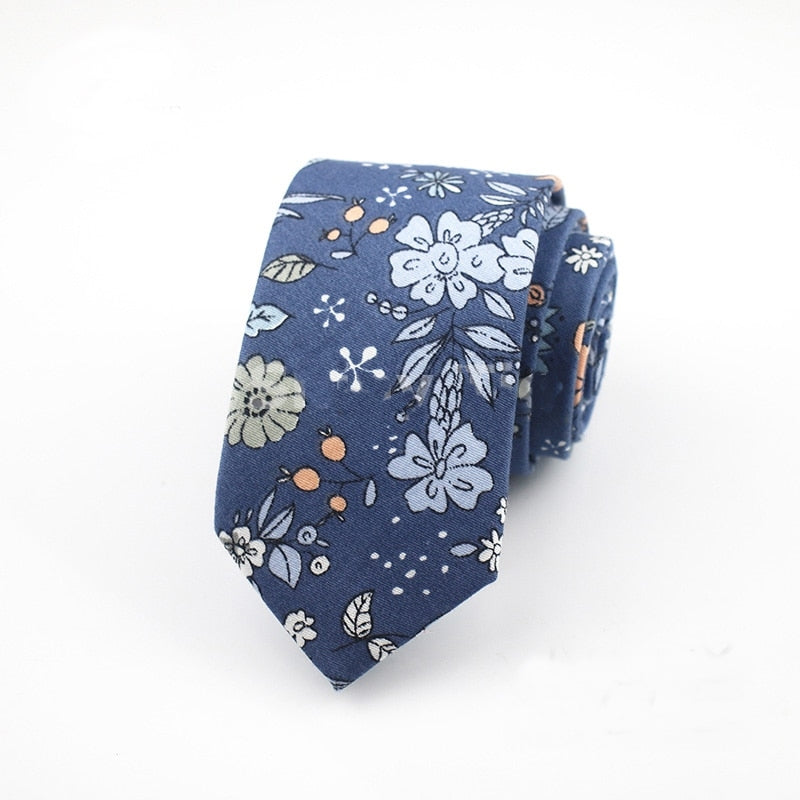 Pastel floral Skinny Tie (Blue)