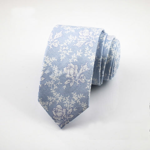 Pastel Two tone Floral Skinny Tie (Light Blue)