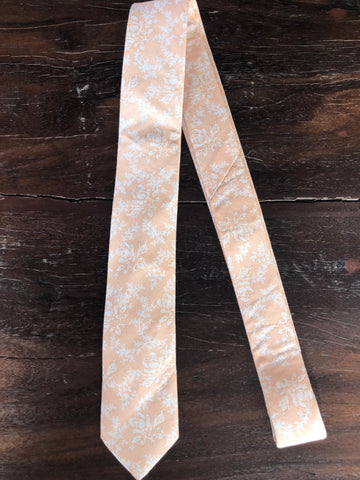 Pastel Two tone Floral Skinny Tie (Light Orange)