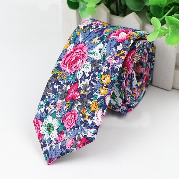 "The bouquet" Floral Skinny Tie (Lilac Blue)