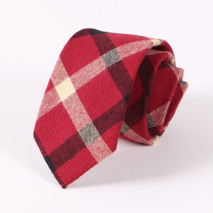 Plaid Skinny Tie 01 (Red, White & Black)