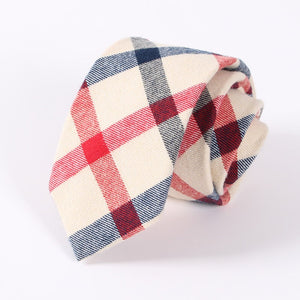 Plaid Skinny Tie 02 (Red, Blue & Beige)