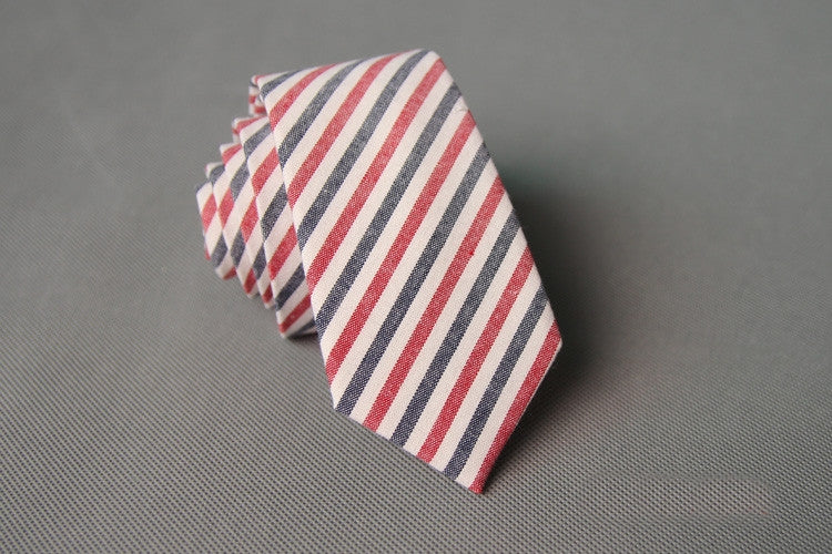 Candy Stripe Skinny Tie (Blue, Red & White)