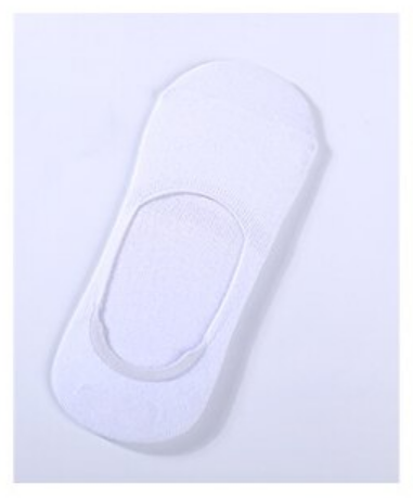 White, Grey or Black Invisible/Boat Cotton Socks with Non-slip silicone edge