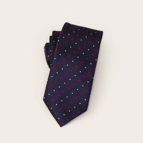 White & Red dotted Skinny Tie
