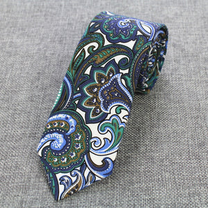 Classic Green & Blue Paisley Skinny Tie