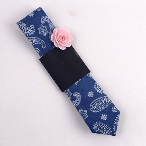 Faux Denim Paisley Skinny Tie