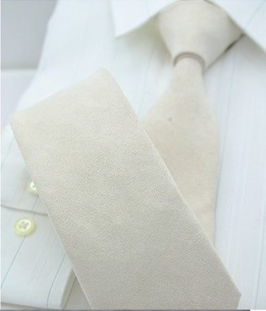 Off White Suede Skinny Tie
