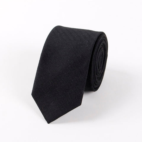 Black Textured Suede Skinny Tie