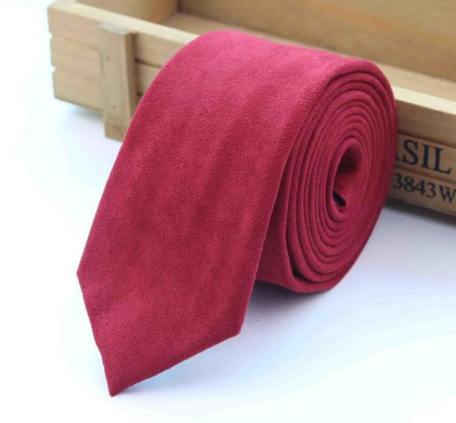 Red Suede Skinny Tie
