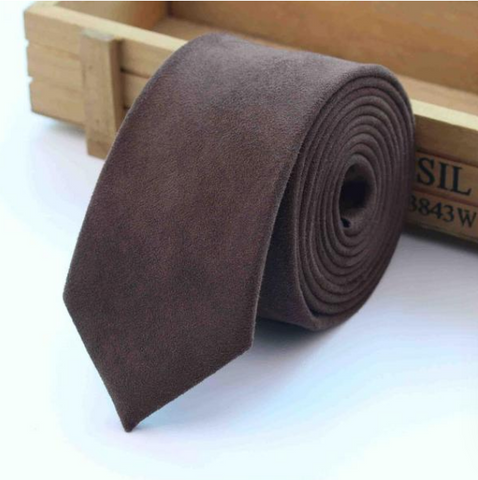Brown Suede Skinny Tie