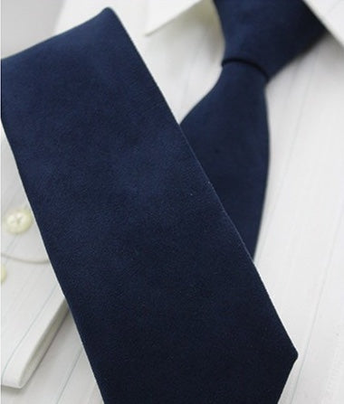 Dark Blue Suede Skinny Tie