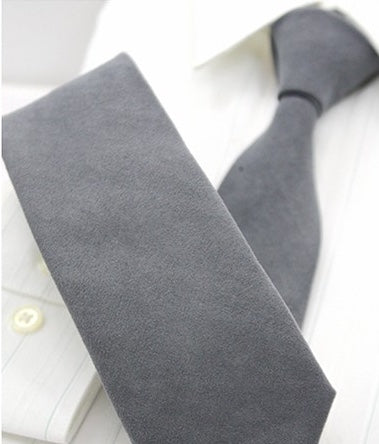 Light Grey Suede Skinny Tie