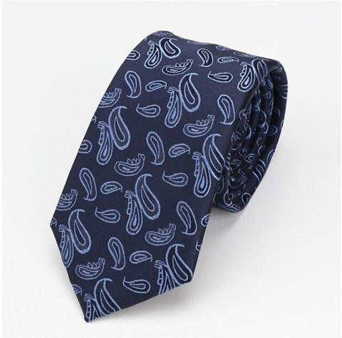 Light Blue Paisley on Dark Blue Skinny Tie 6