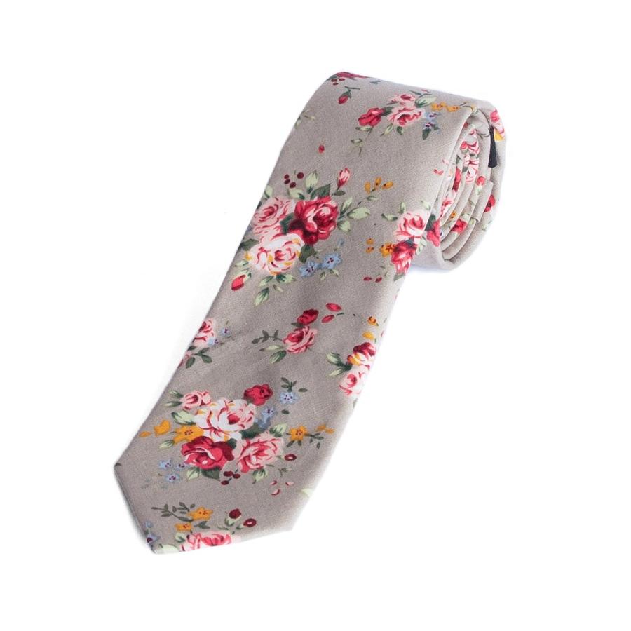 Grey Floral Skinny Tie 40