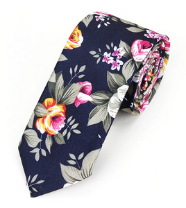 Dark Navy Floral Skinny Tie 40