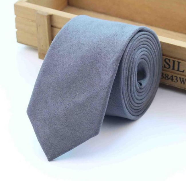 Grey Suede Skinny Tie