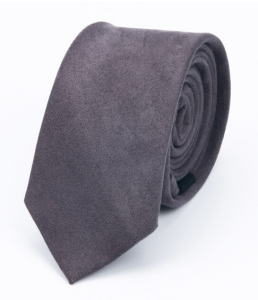 Grey Suede Skinny Tie