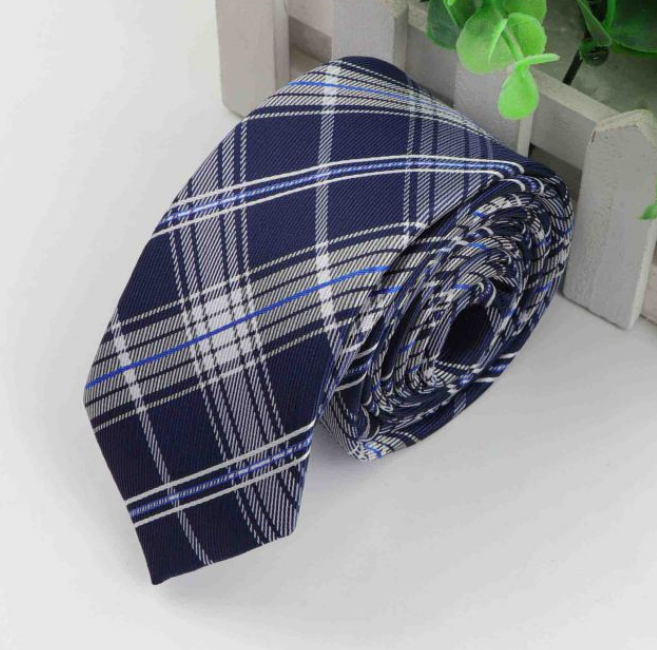 Blue Tartan Checks Skinny Tie