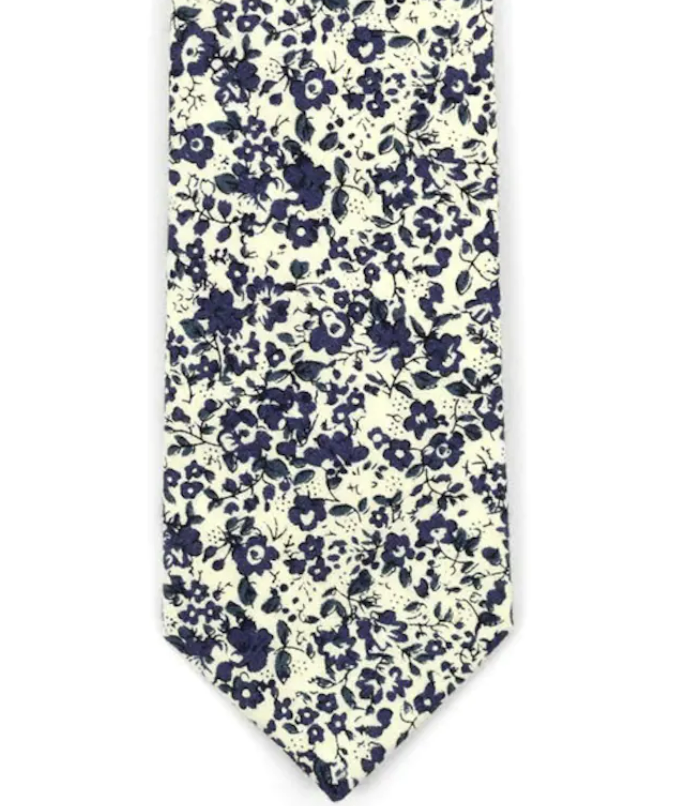 Ash Blue Mini Abstract Flowers Floral Skinny Tie