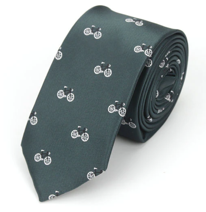 The Cyclist's Bicycle Dark Green Skinny Tie