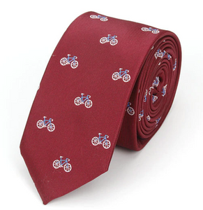 The Cyclist's Bicycle Wine Red Skinny Tie