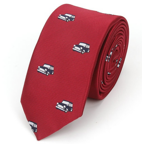 Dark Blue Mini Cooper Red Skinny Tie