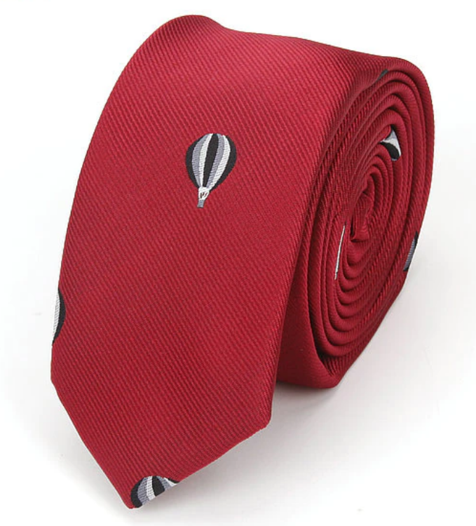 Hot Air Balloon on Red Skinny Tie