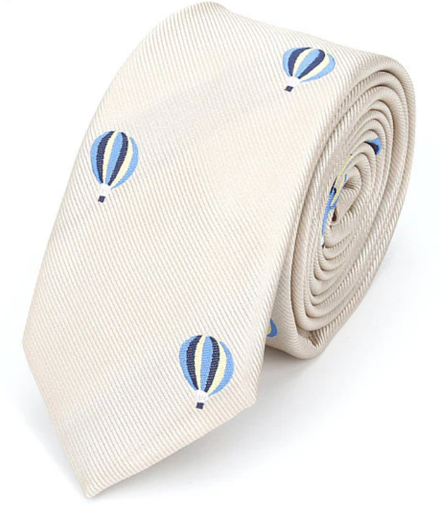 Hot Air Balloon on Light Champagne Skinny Tie