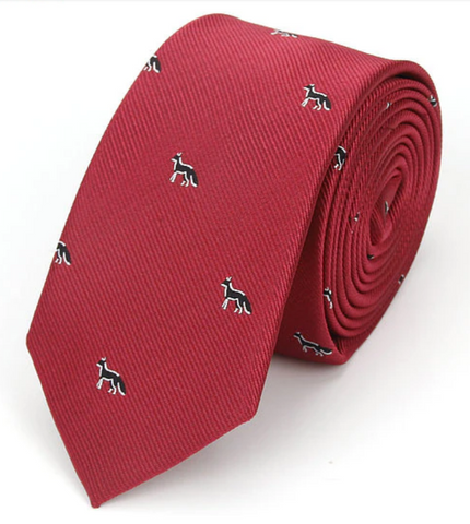 Black Wolf on Red Skinny Tie