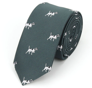 Greyhound Dog on Dark Green Skinny Tie
