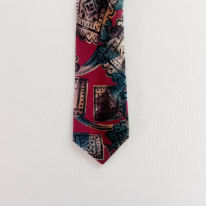 Hand painted stamps Silk Slim Tie