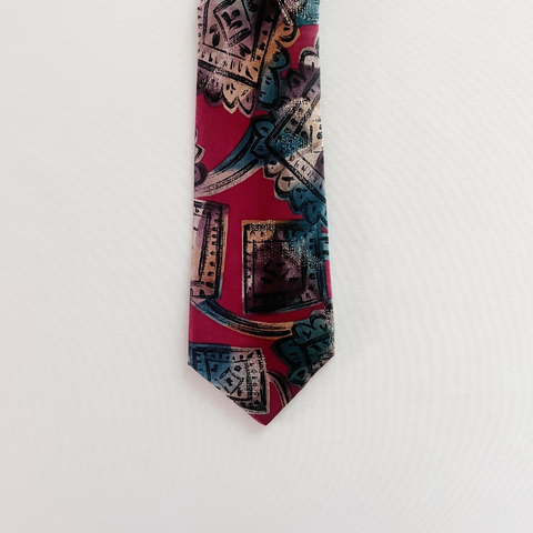 Hand painted stamps Silk Slim Tie
