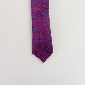Magenta Tones & Blue Paisley Silk Slim Tie