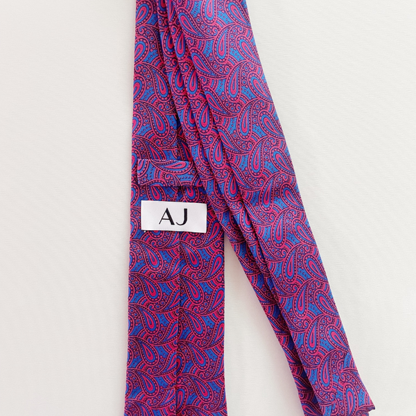 Magenta Tones & Blue Paisley Silk Slim Tie