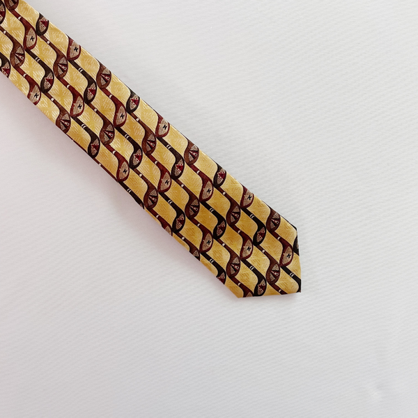 Vintage Golf Clubs Yellow Silk Slim Tie