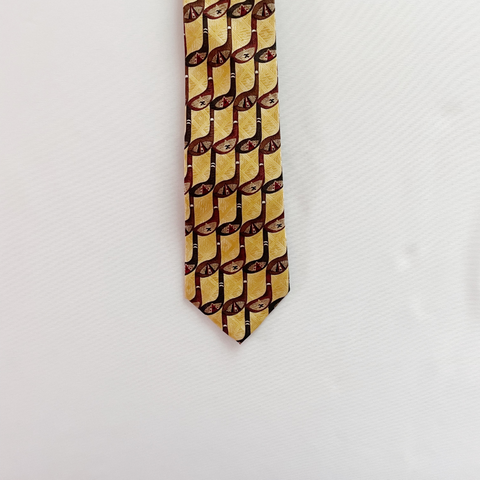 Vintage Golf Clubs Yellow Silk Slim Tie