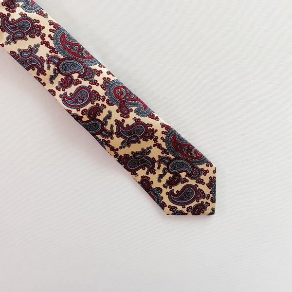 Yellow, Blue & Red Paisley Silk Slim Tie