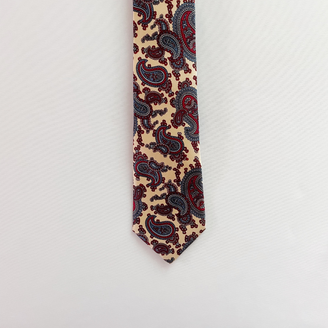 Yellow, Blue & Red Paisley Silk Slim Tie