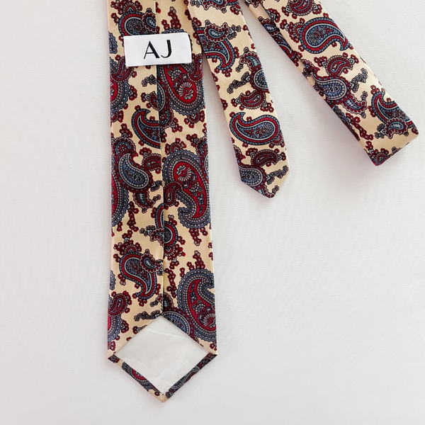 Yellow, Blue & Red Paisley Silk Slim Tie