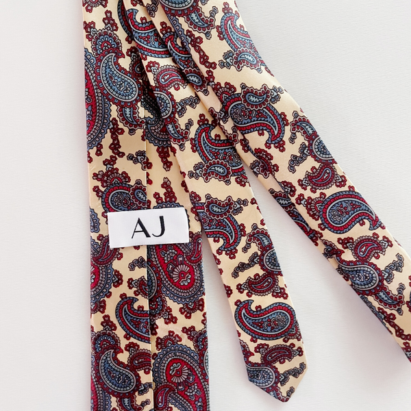 Yellow, Blue & Red Paisley Silk Slim Tie