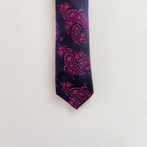 Plum & Eggplant Purple Paisley Skinny Tie