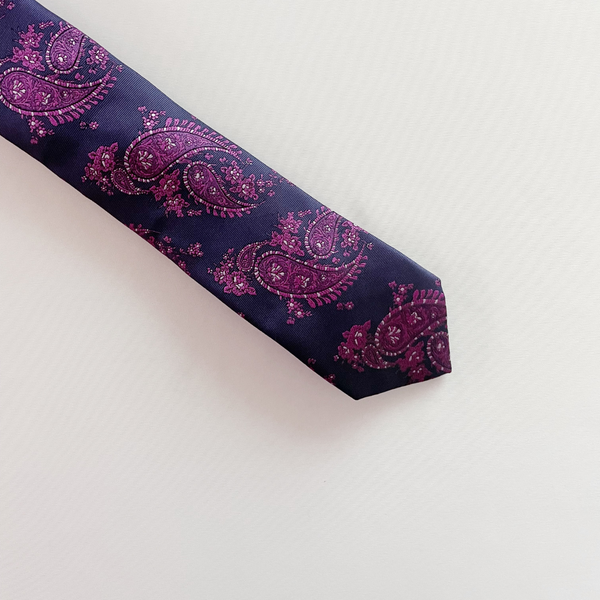Plum & Eggplant Purple Paisley Skinny Tie