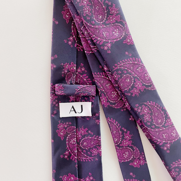 Plum & Eggplant Purple Paisley Skinny Tie