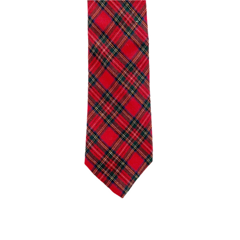 Classic Vintage Red & Green Plaid Silk Slim Tie