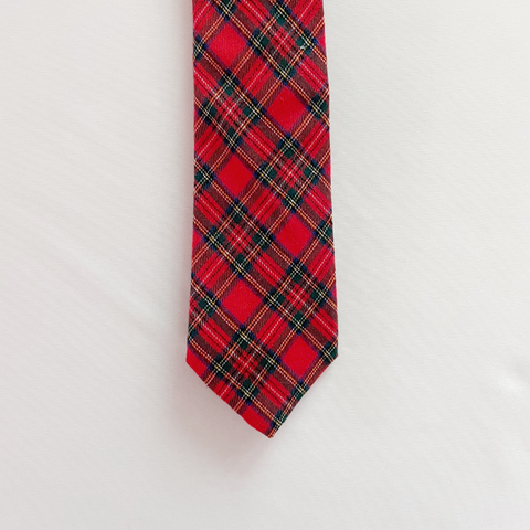 Classic Vintage Red & Green Plaid Silk Slim Tie