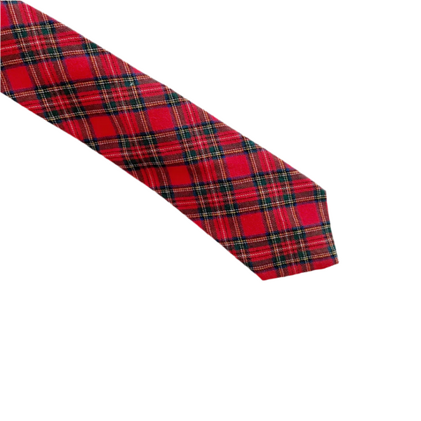 Classic Vintage Red & Green Plaid Silk Slim Tie