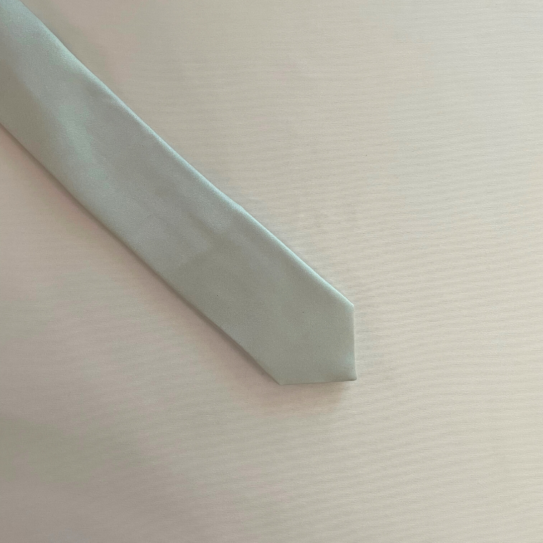 Pastel Sage Green Satin Silk Skinny Tie